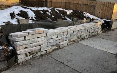 Dry stack limestone retaining wall